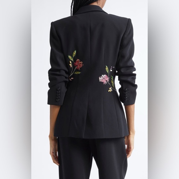 Cinq a Sept Floral Mixed Media Scrunched Cheyenne Blazer - Picture 3 of 10